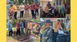 Tim Monev Kecamatan Teras Terunjam saat melihat langsung pembangunan fisik di Desa Setia Budi.