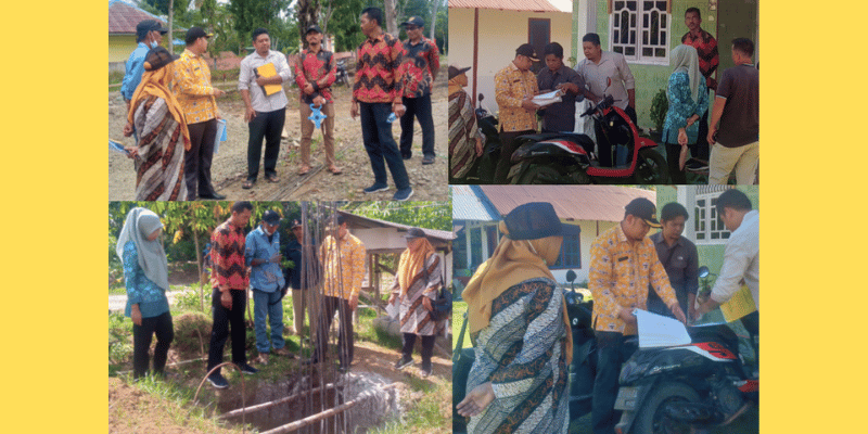Tim Monev Kecamatan Teras Terunjam saat melihat langsung pembangunan fisik di Desa Setia Budi.